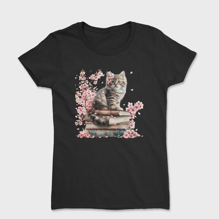Cat Books Flowers, Tricou Femei