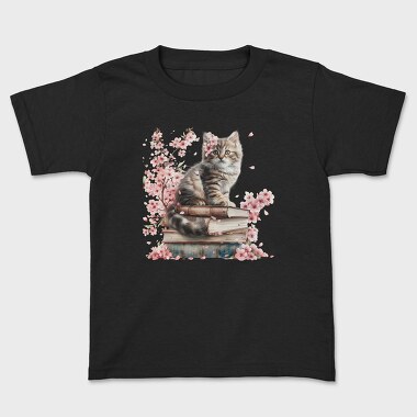 Cat Books Flowers, Tricou Copii