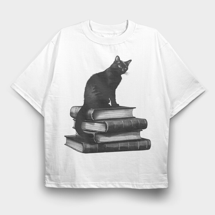 Cat Books Gothic, Tricou Oversize Barbati (Unisex)