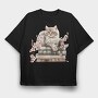 Cat Books Spring, Tricou Oversize Barbati (Unisex)