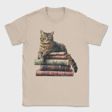 Cat Books Stack, Tricou Barbati (Unisex)