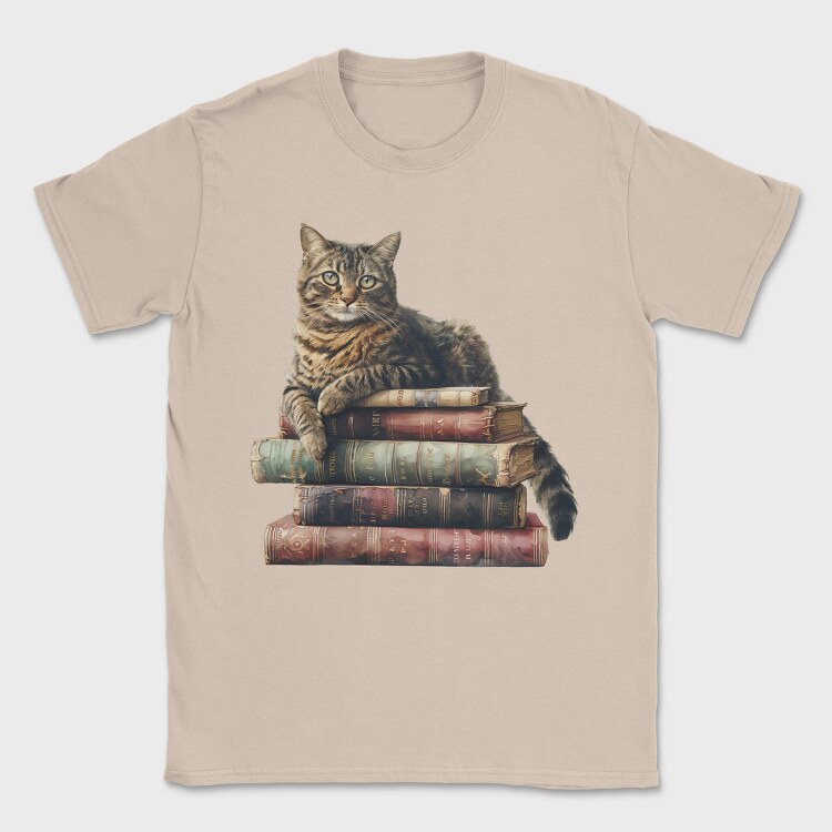 Cat Books Stack, Tricou Barbati (Unisex)