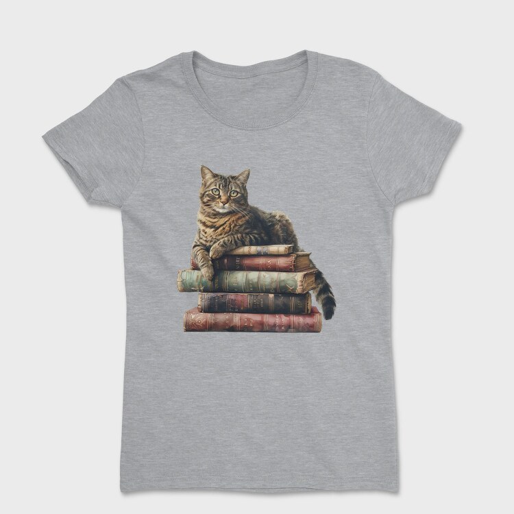 Cat Books Stack, Tricou Femei