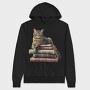 Cat Books Stack, Hanorac Oversize Barbati (Unisex)