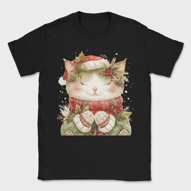 Cat Christmas Hat, Tricou Barbati (Unisex)