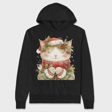 Cat Christmas Hat, Hanorac Oversize Barbati (Unisex)