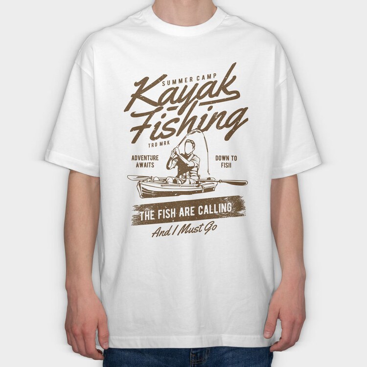 Kayak Fishing, Tricou Oversize Barbati (Unisex)
