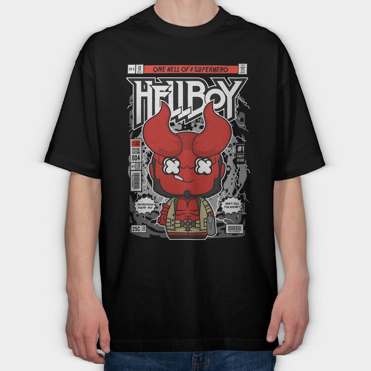 Hellboy Comic Drop, Tricou Oversize Barbati (Unisex)