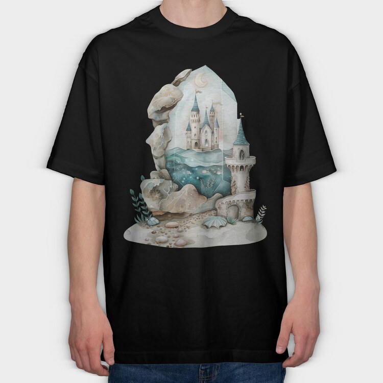 Castle In Crystal Ocean, Tricou Oversize Barbati (Unisex)