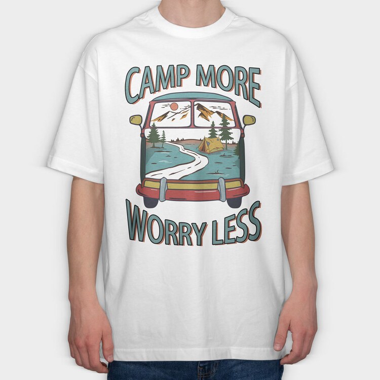 Camping Vintage Car, Tricou Oversize Barbati (Unisex)