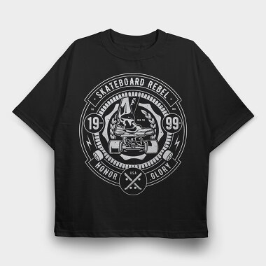 Skateboard Rebel, Tricou Oversize Barbati (Unisex)