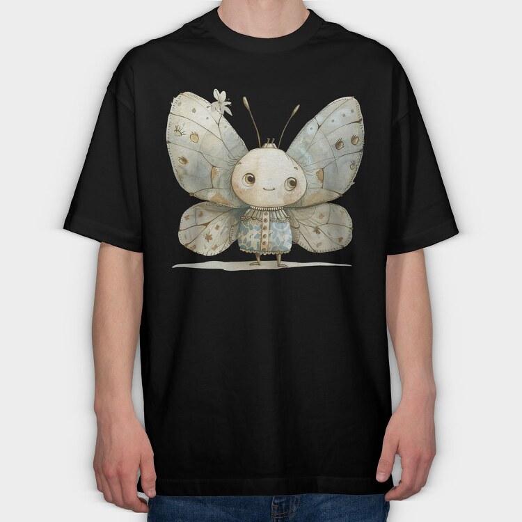 Butterfly Vintage Girl, Tricou Oversize Barbati (Unisex)
