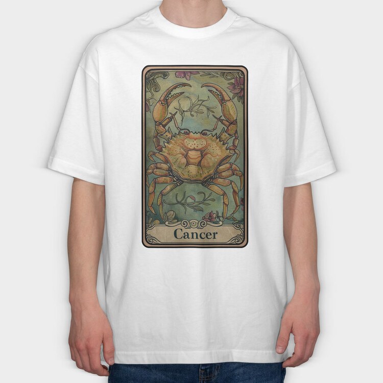 Cancer Crab Flowers, Tricou Oversize Barbati (Unisex)