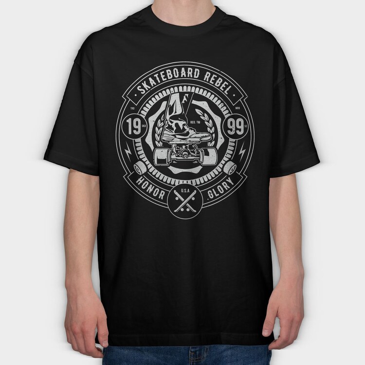 Skateboard Rebel, Tricou Oversize Barbati (Unisex)