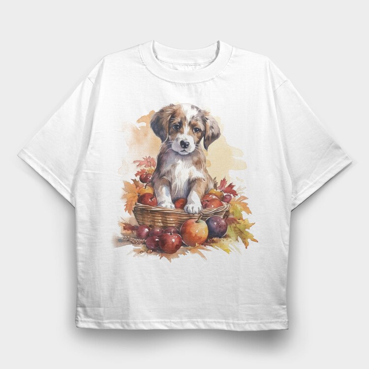 Watercolor Puppy, Tricou Oversize Barbati (Unisex)