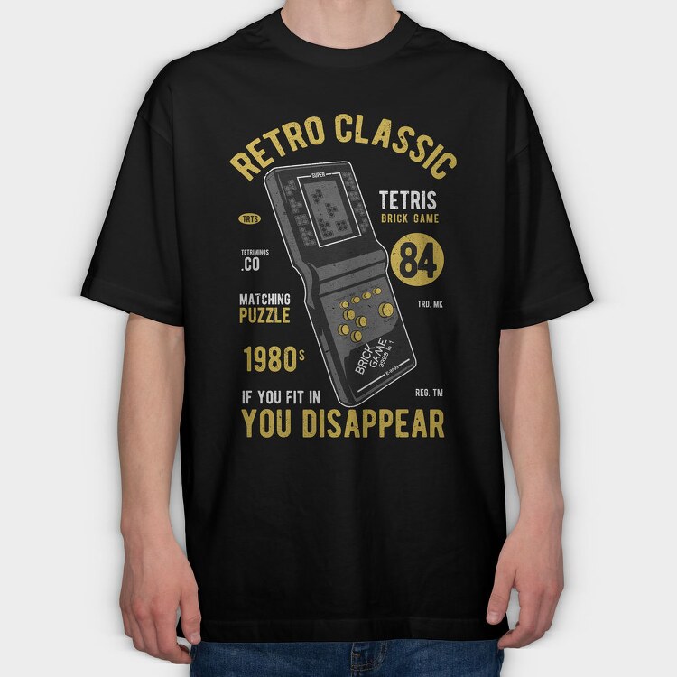 Tetris Brick Game, Tricou Oversize Barbati (Unisex)