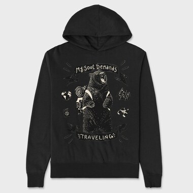 Wanderlust Bear, Hanorac Oversize Barbati (Unisex)