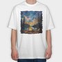 Campfire Night Forest, Tricou Oversize Barbati (Unisex)