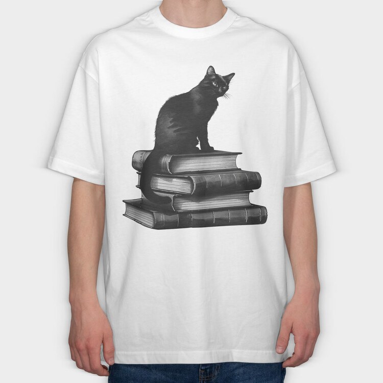 Cat Books Gothic, Tricou Oversize Barbati (Unisex)