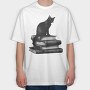 Cat Books Gothic, Tricou Oversize Barbati (Unisex)