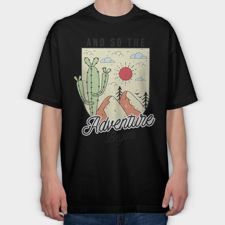 Cactus Mountain Adventure, Tricou Oversize Barbati (Unisex)