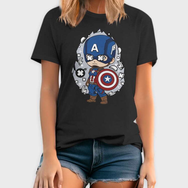 Captain America Chibi, Tricou Barbati (Unisex)