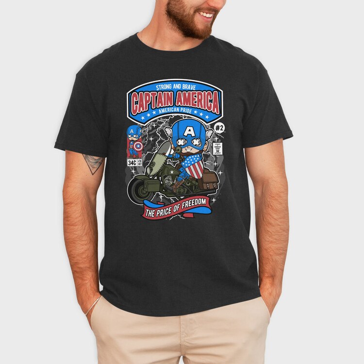 Captain America Motorbike, Tricou Barbati (Unisex)