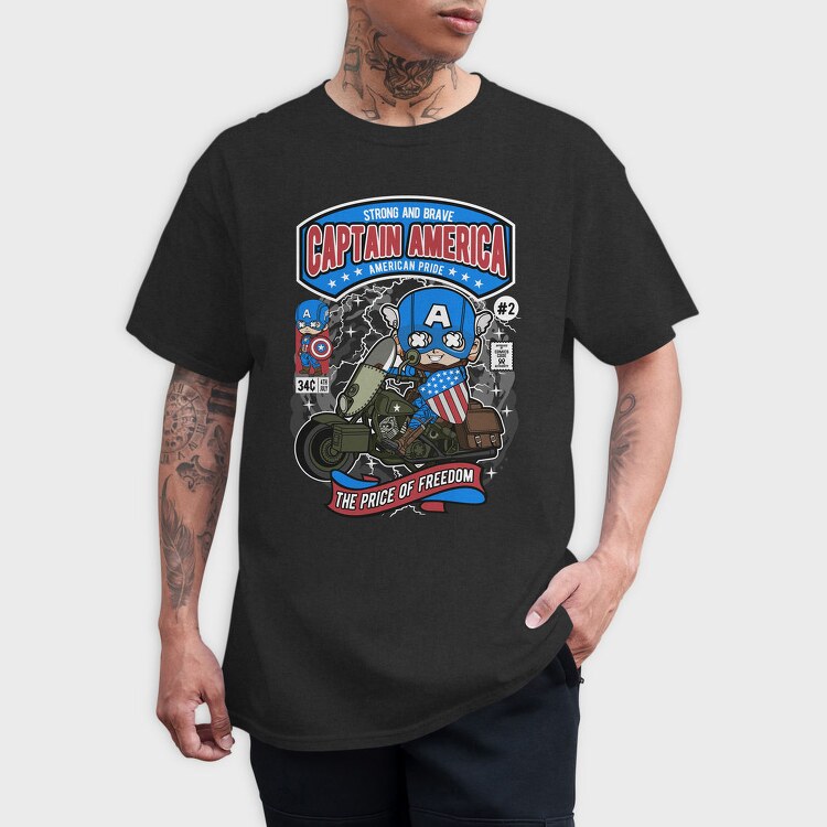 Captain America Motorbike, Tricou Barbati (Unisex)