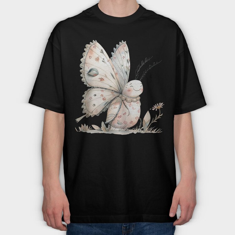 Butterfly Smile Clipart, Tricou Oversize Barbati (Unisex)