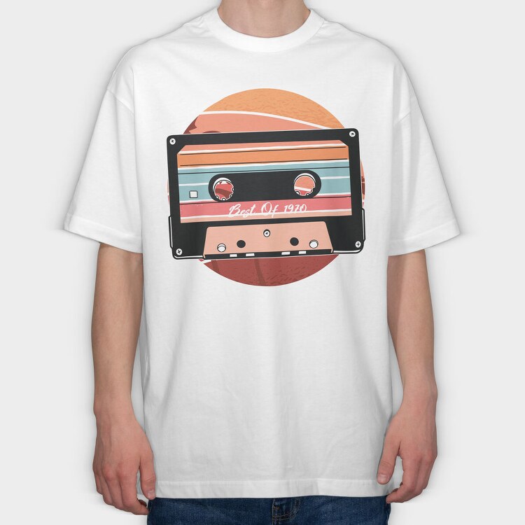 Vintage Cassette Design, Tricou Oversize Barbati (Unisex)