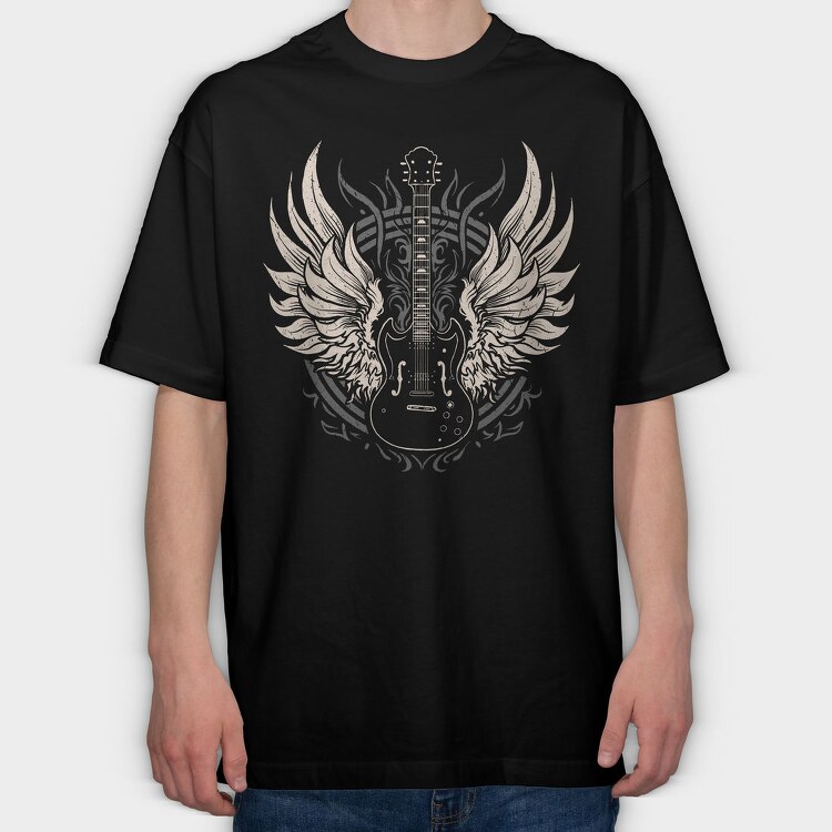 Vintage Gitar Rock, Tricou Oversize Barbati (Unisex)