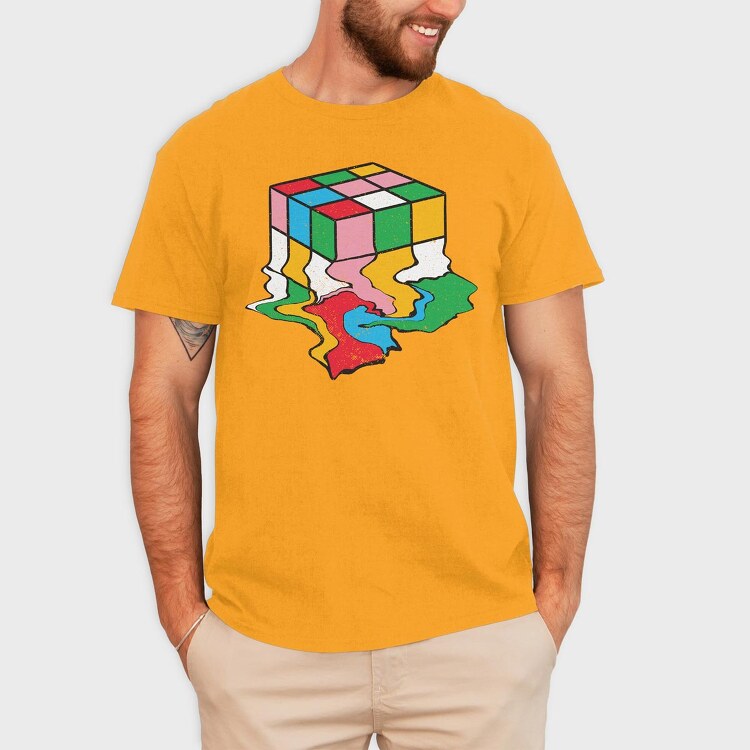 Melting Rubiks Cube, Tricou Barbati (Unisex)