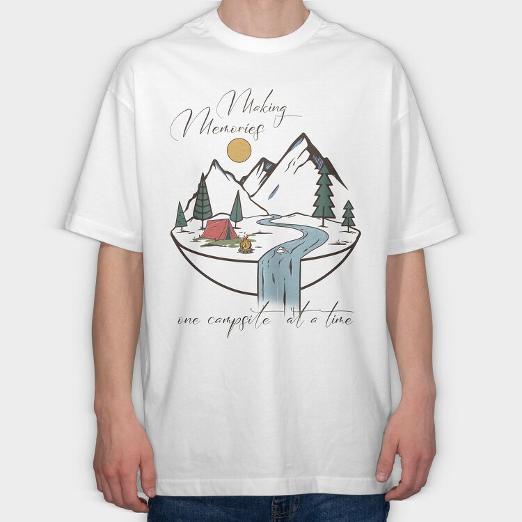 Camping Mountain River, Tricou Oversize Barbati (Unisex)