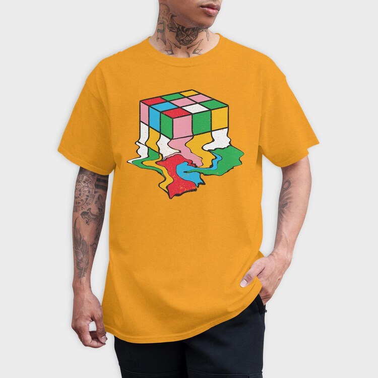 Melting Rubiks Cube, Tricou Barbati (Unisex)