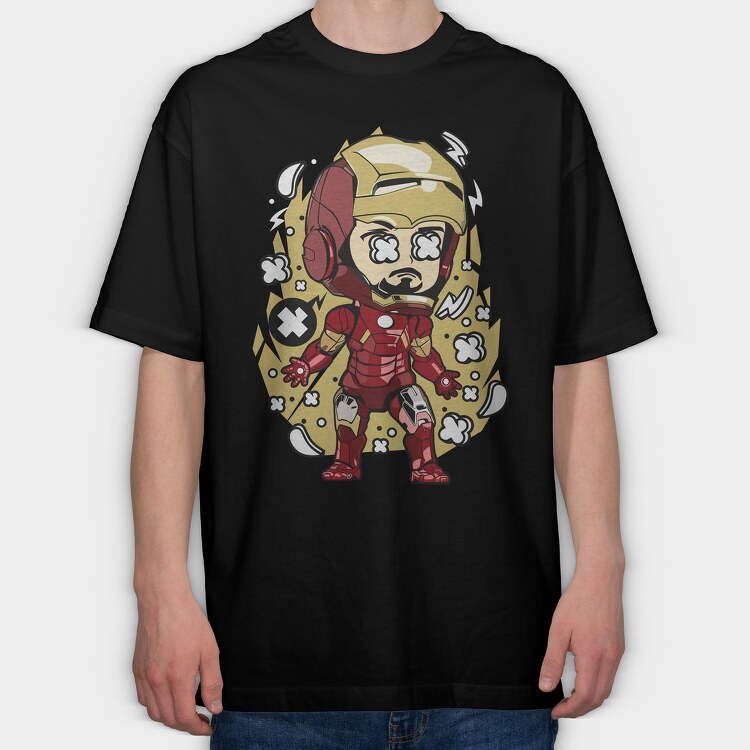 Iron Man Chibi, Tricou Oversize Barbati (Unisex)