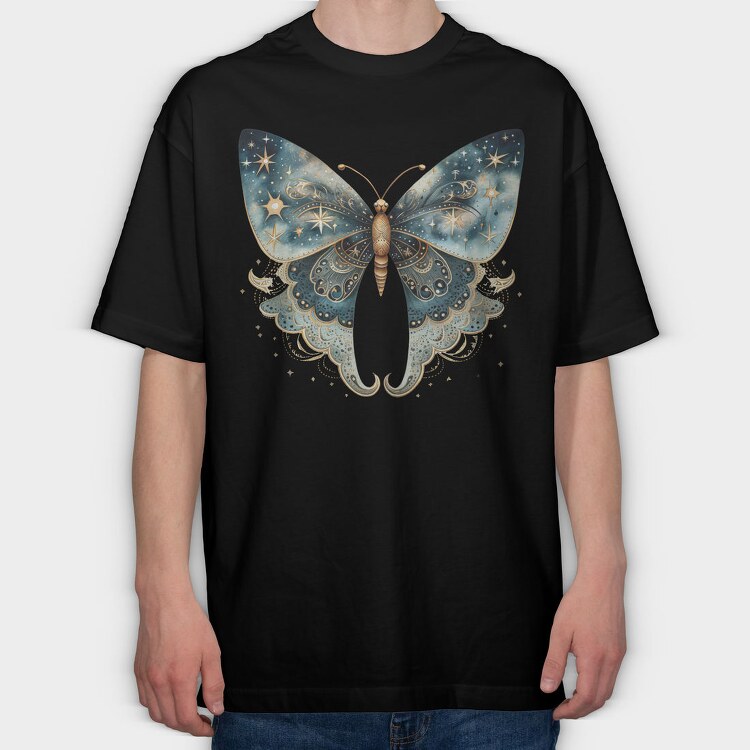 Butterfly Stars Clipart, Tricou Oversize Barbati (Unisex)