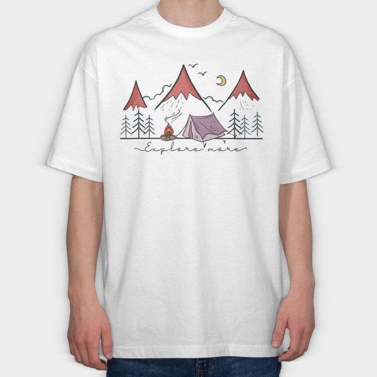 Camping Night Moon, Tricou Oversize Barbati (Unisex)
