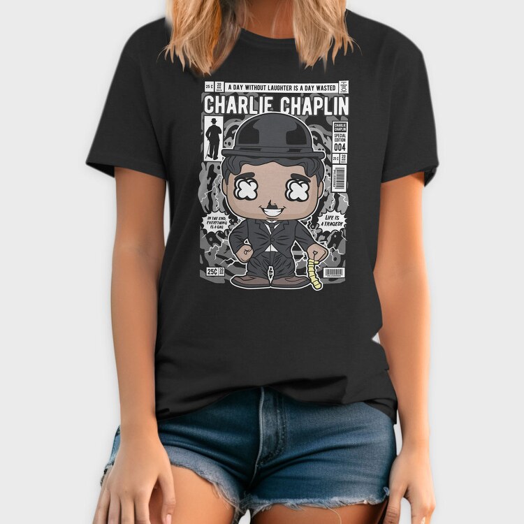 Charlie Chaplin Comic, Tricou Barbati (Unisex)