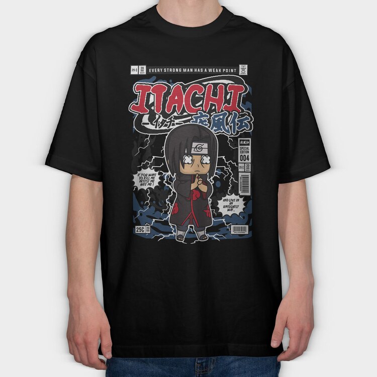 Itachi Chibi Rebellion, Tricou Oversize Barbati (Unisex)