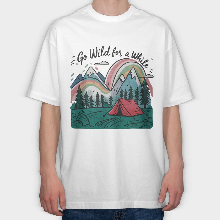 Camping Rainbow Mountain, Tricou Oversize Barbati (Unisex)
