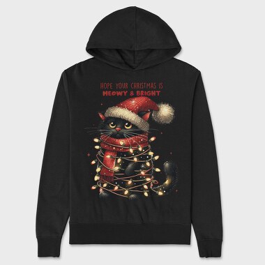 Cat Christmas Lights, Hanorac Oversize Barbati (Unisex)