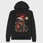 Cat Christmas Lights, Hanorac Oversize Barbati (Unisex)