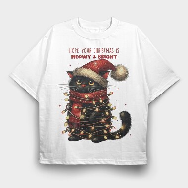 Cat Christmas Lights, Tricou Oversize Barbati (Unisex)