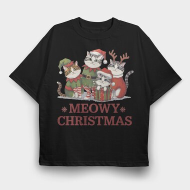 Cat Christmas Pals, Tricou Oversize Barbati (Unisex)