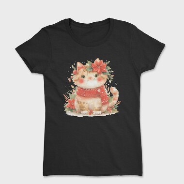 Cat Christmas Wreath, Tricou Femei