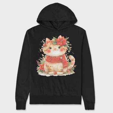Cat Christmas Wreath, Hanorac Oversize Barbati (Unisex)