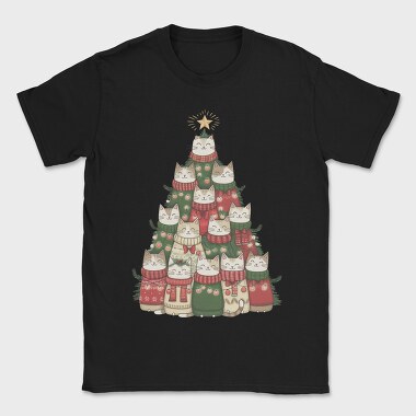 Cat Festive Tree, Tricou Barbati (Unisex)