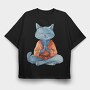 Cat Meditation Kimono, Tricou Oversize Barbati (Unisex)