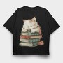 Cat On Books, Tricou Oversize Barbati (Unisex)