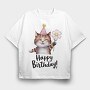 Cat Party Flower, Tricou Oversize Barbati (Unisex)